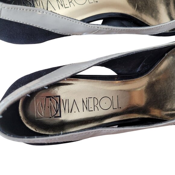 Black & Beige Kitten Heel Pumps By Via Neroli - Picture 9 of 16